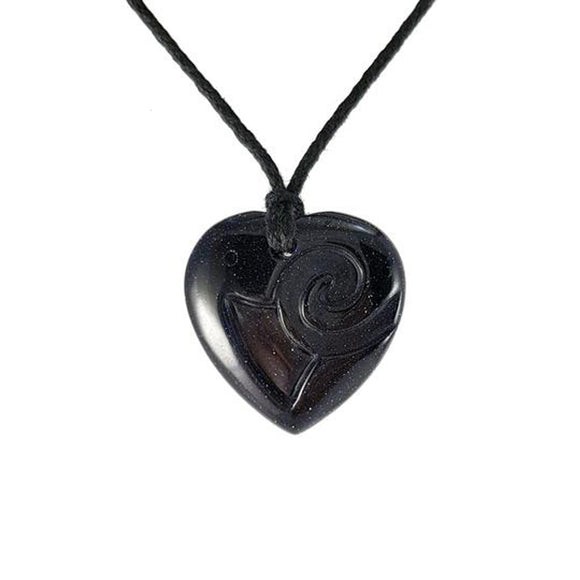 Blue Goldstone Heart Pendant