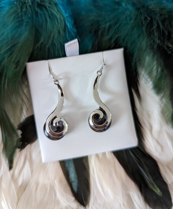 Paua Koru Drop Earrings #3